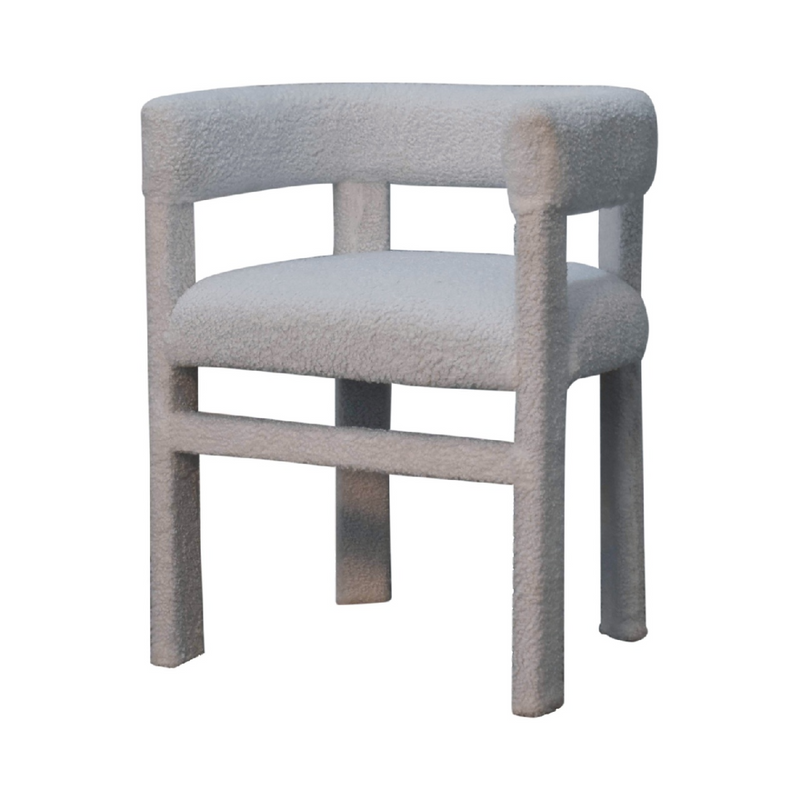 Artisan Furniture Solid Wood White Boucle Occasional Chair
