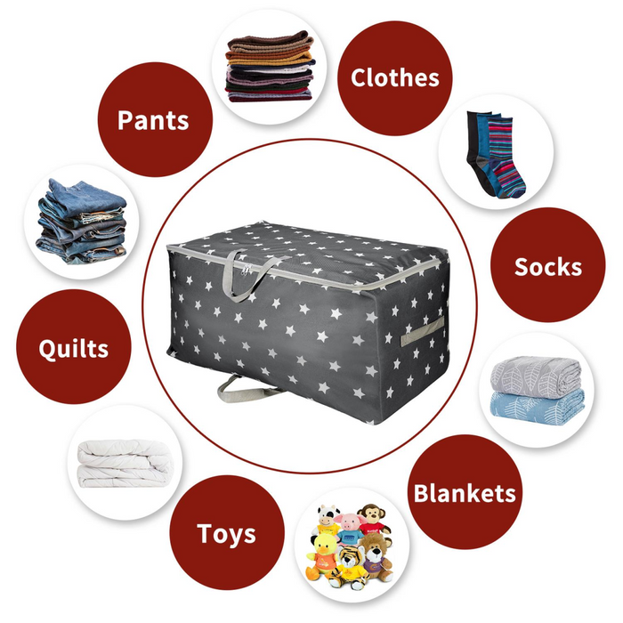 VINSANI 3pc STORAGE BAGS DARK GREY STAR 0000341