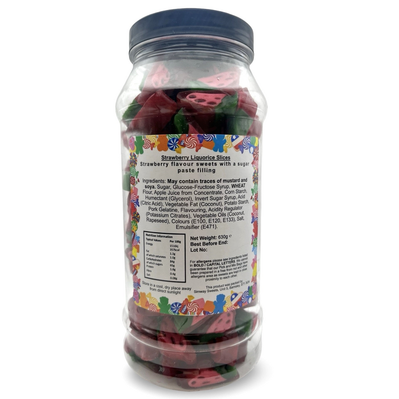 Strawberry Liquorice Slices Jelly Gummy Retro Sweets Gift Jar - 630g