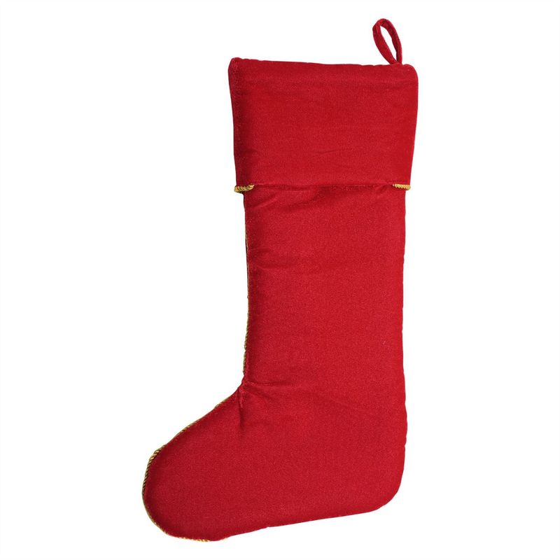 Red and Gold Hand Embellished Stocking with Crystals