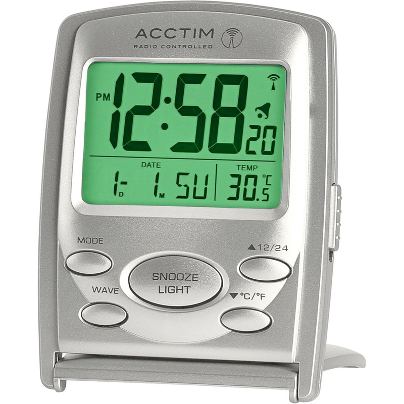 Acctim Vista MSF Radio Controlled Multi Function Digital Travel Alarm Clock