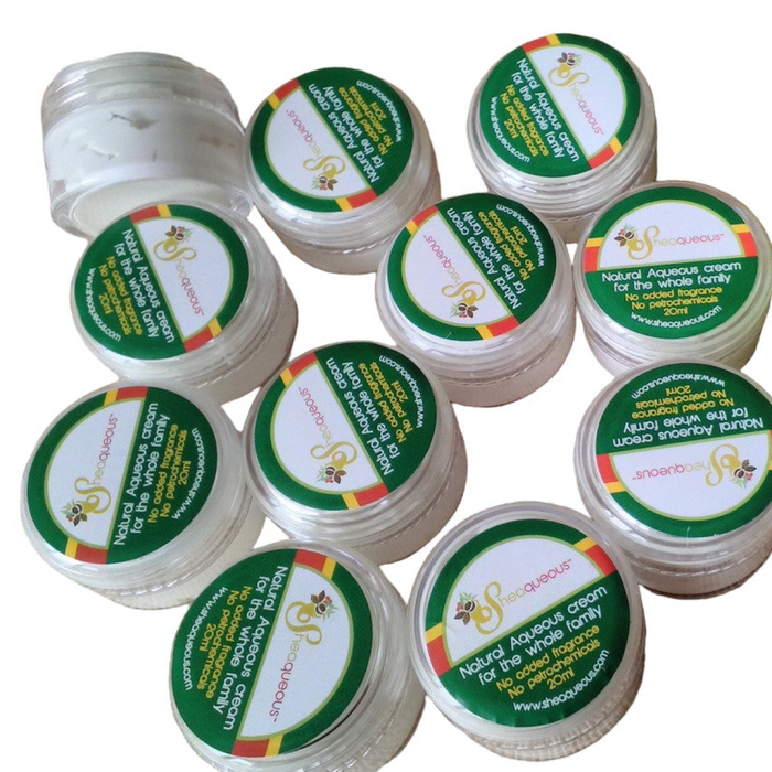 20ml Sheaqueous Body Lotion  with Organic Shea Butter, Almond Oil, cocoa butter, vitamin E. A natural aqueous butter for very dry skin, No added  Fragrance, for Sensitive Skin, Babies, Children, Eczema prone skin