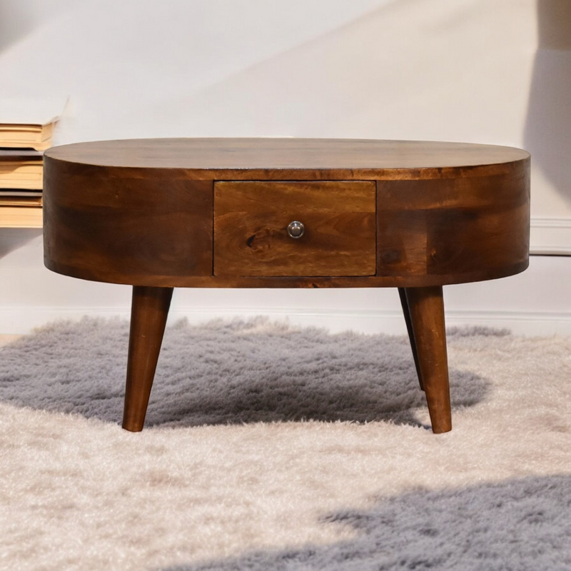 Artisan Furniture Solid Wood Mini Chestnut Rounded Coffee Table