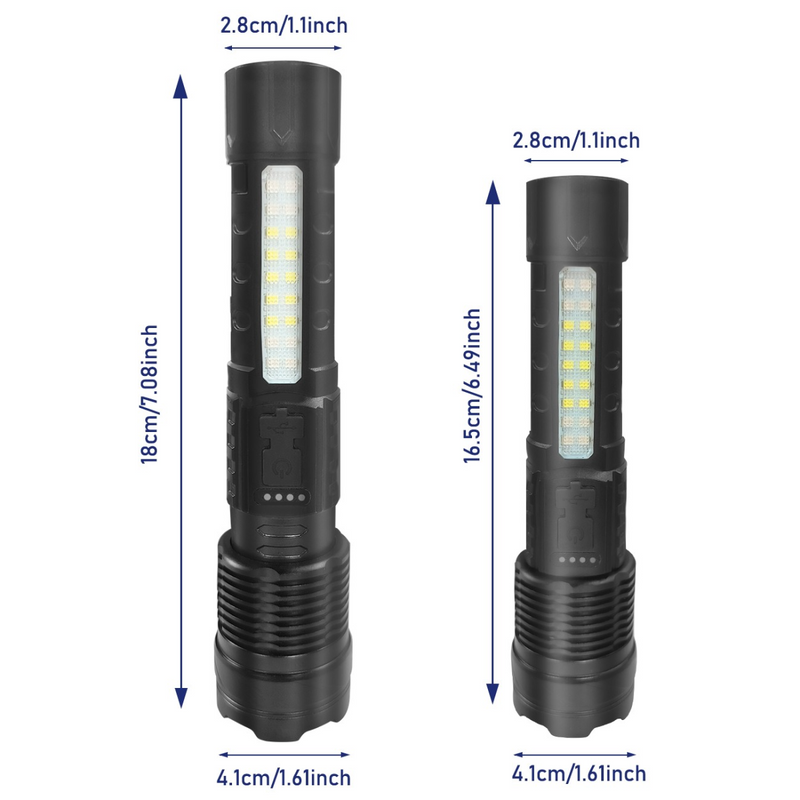 USB Rechargeable LED Flashlight Adjustable Focus Camping Hiking Outdoor Flashlight Work light