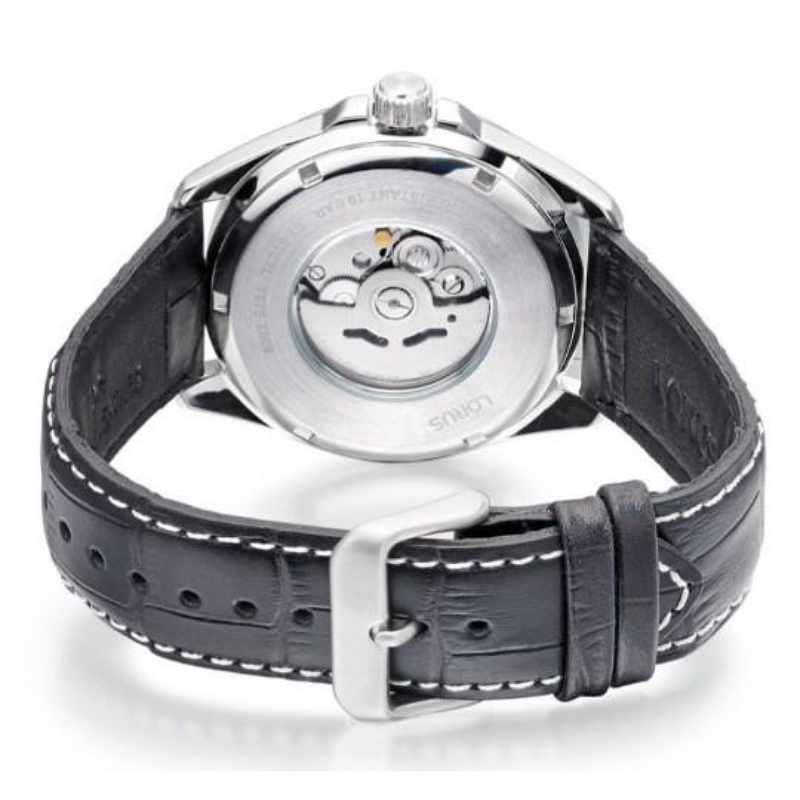 Lorus Mens Basic Fashion Automatic Date 43mm Green Dial Black Leather strap Watch
