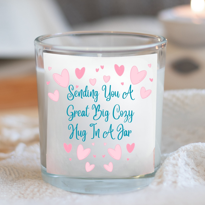 Sending You A Great Big Cozy  Hug In A Jar Candle Gift Set | Best Friend Gift | Scented Candle Gift Box | Message Candle |  Bereavment Gift