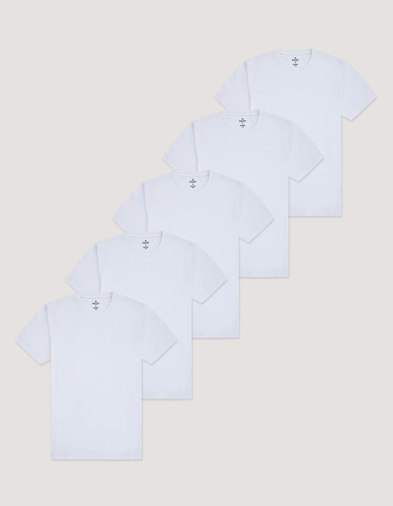 5 Pack White Essential Cotton Tees
