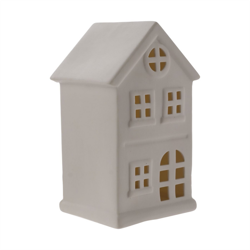 White Ceramic LED House Ornament