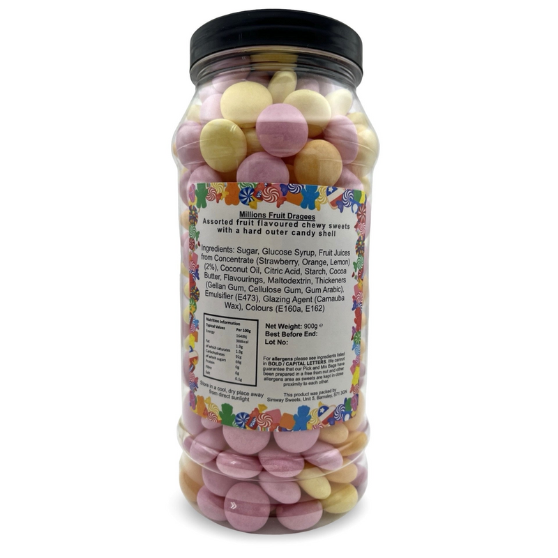Millions Fruit Dragees Retro Sweets Gift Jar - 900g
