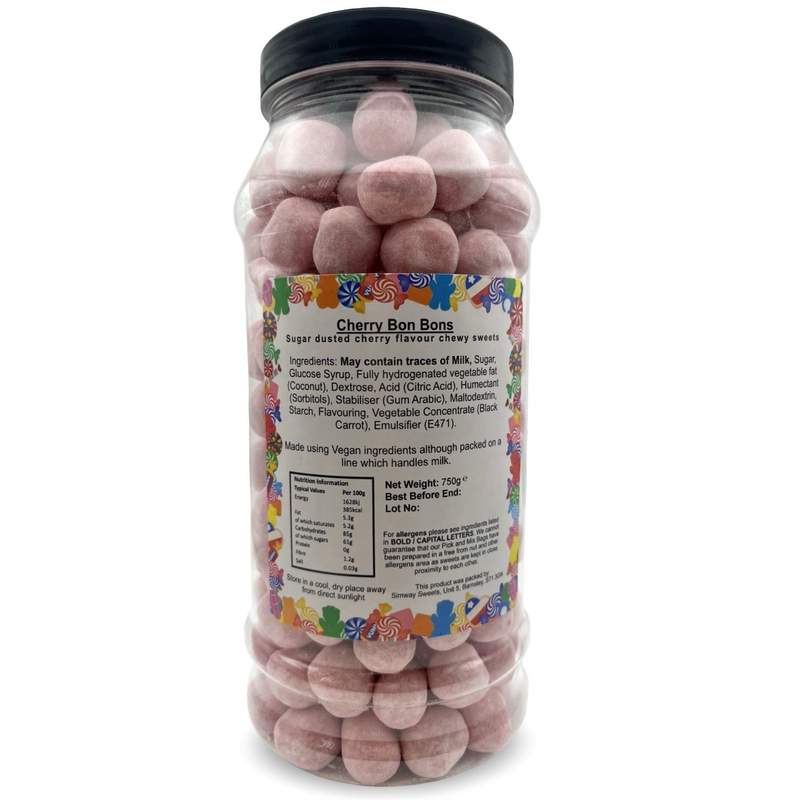 Cherry Flavour BonBons Retro Sweets Bon Bons Gift Jar - 750g