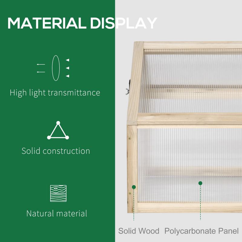 Wooden Cold Frame Greenhouse Garden Portable Raised Planter