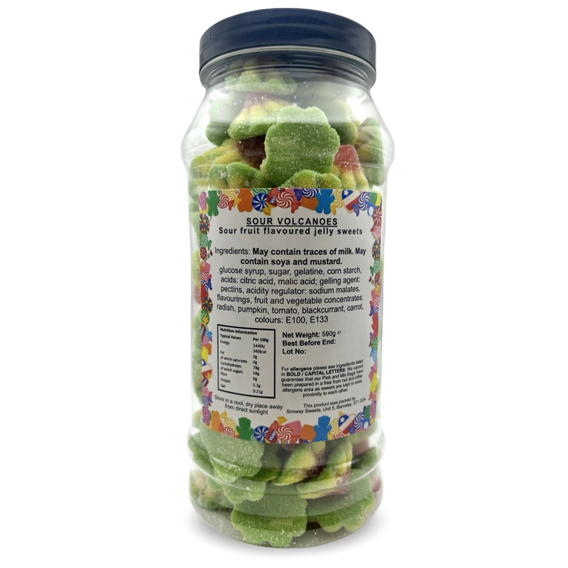 Sour Volcanoes Retro Fizzy Gummy Sweets Gift Jar - 590g