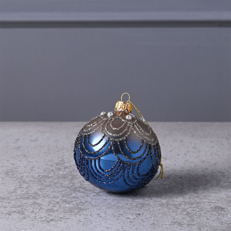 Celestial Blue Circular Hand Decorated Ornamental Bauble