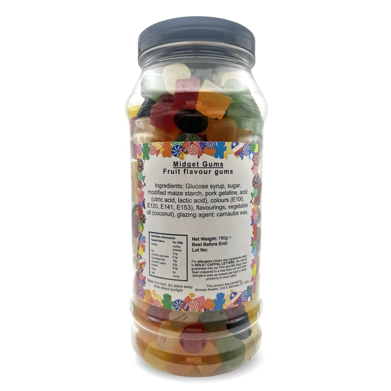 Midget Gums Jelly Gummy Retro Sweets Gift Jar - 790g