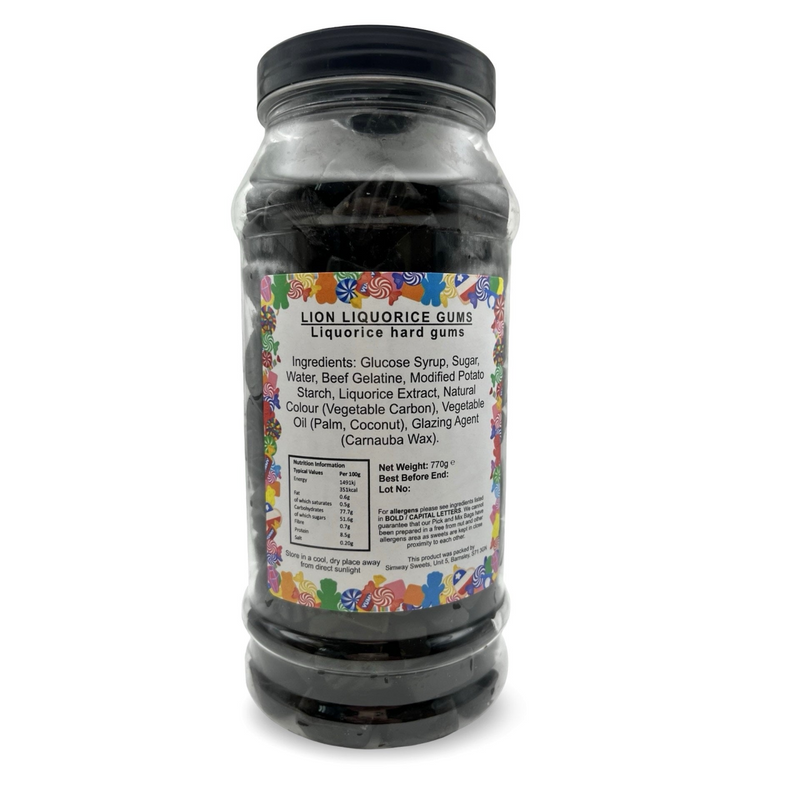 Traditional Lion Liquorice Gums Retro Sweets Gift Jar - 770g