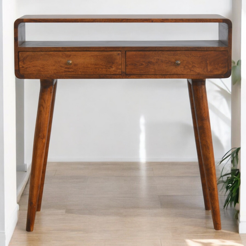 Artisan Furniture Solid Wood Curved Chestnut Console Table