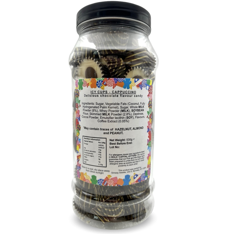 Milk Chocolate Cappuccino Icy Cups Retro Sweets Gift Jar - 530g