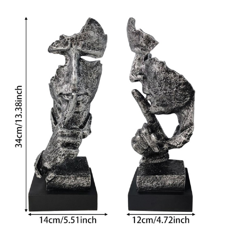 Resin Silent Man Statue Face Sculpture ，Modern Abstract Art Silence Carving Figurines