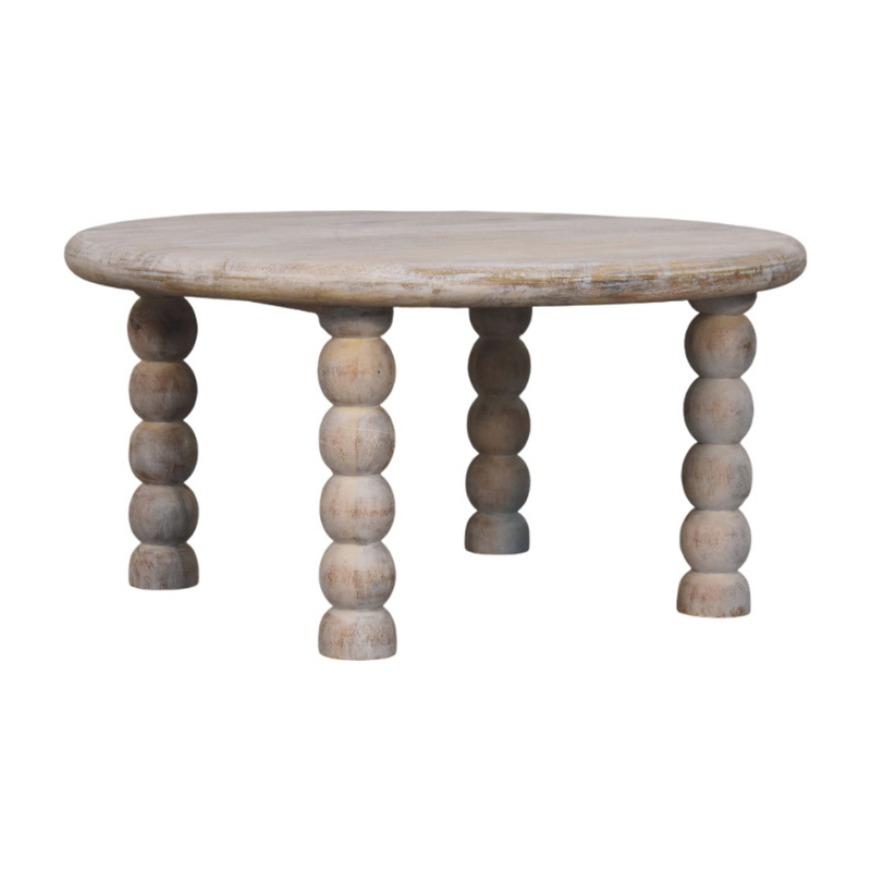 Artisan Furniture Solid Wood Spindle Salted Oak Coffee Table, Grey