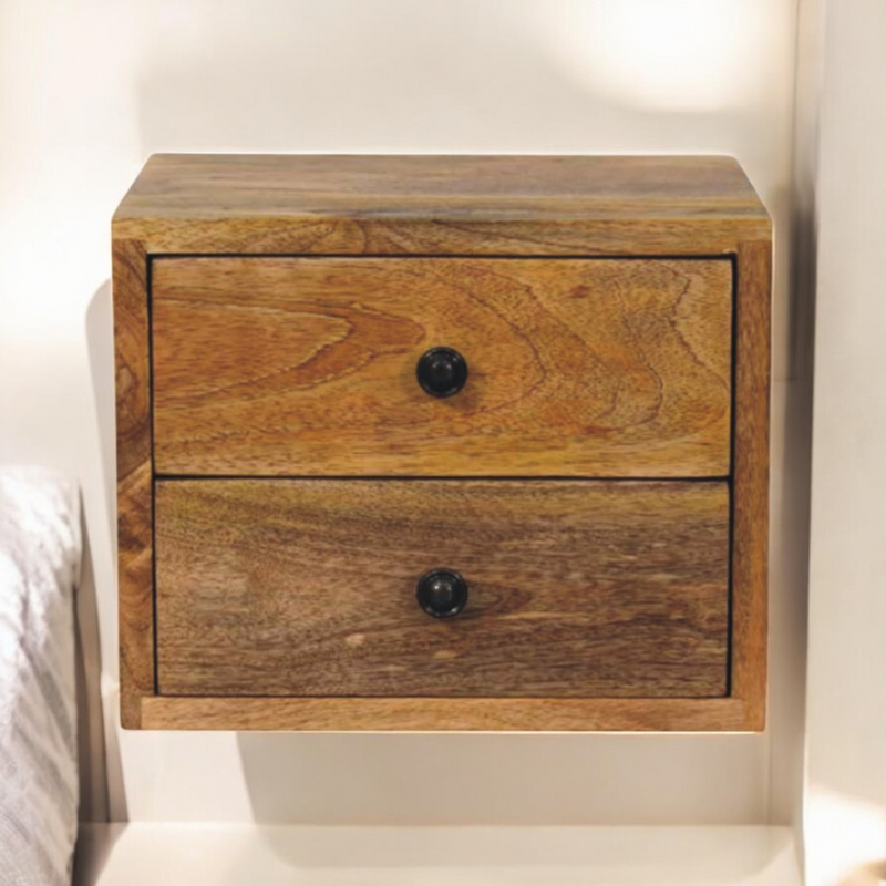 Artisan Furniture Solid Wood Solis 2-Drawer Oak-ish Wall Mounted Nightstand