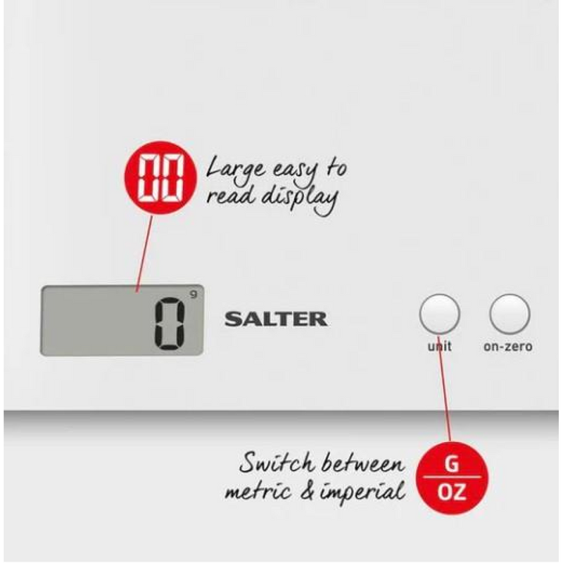 Salter Arc Scale White Electronic Food Scale 3Kg