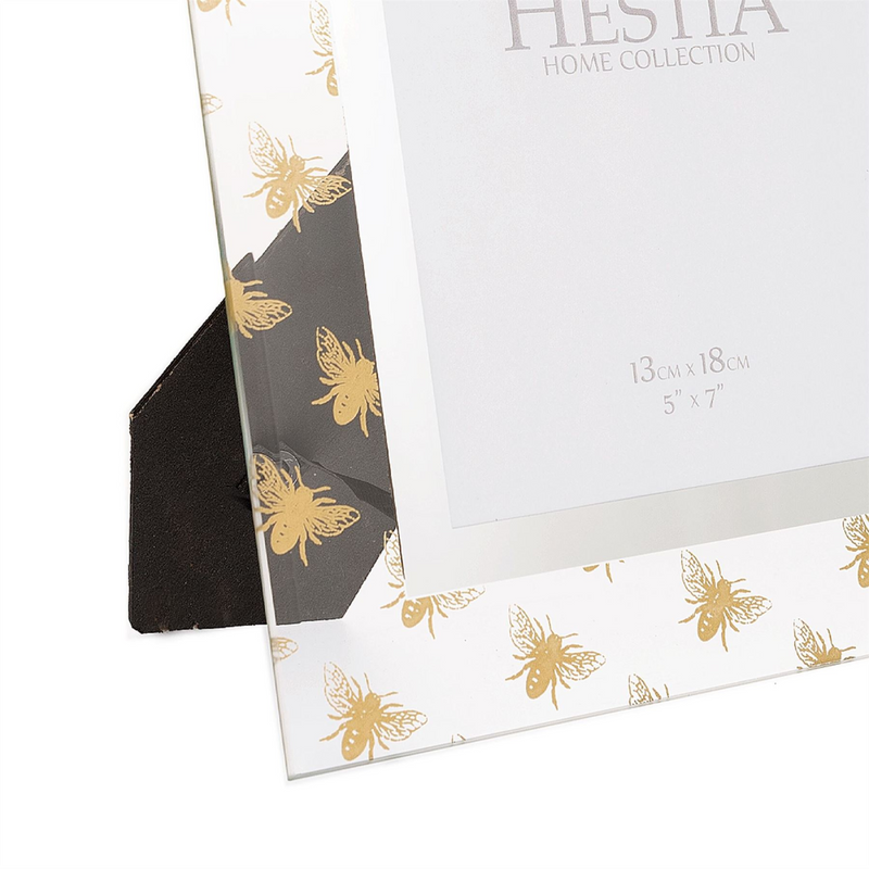 Hestia Glass Photo Frame Gold Bee 5" x 7"