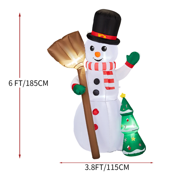 1.85M Lighted Christmas Inflatable Decoration, Inflatable Snowman Holding Groom, Funny Blow Up Yard Decorations with Built-in LED Lights for Holiday Party Front Yard Lawn Garden Decor