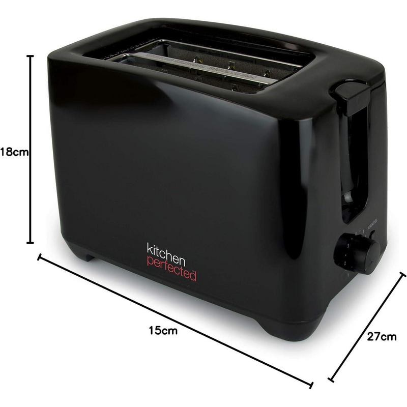 Kitchen Perfected Kettle 2000W Fast Boil 1.7l & 2 Slice Toaster Set - black