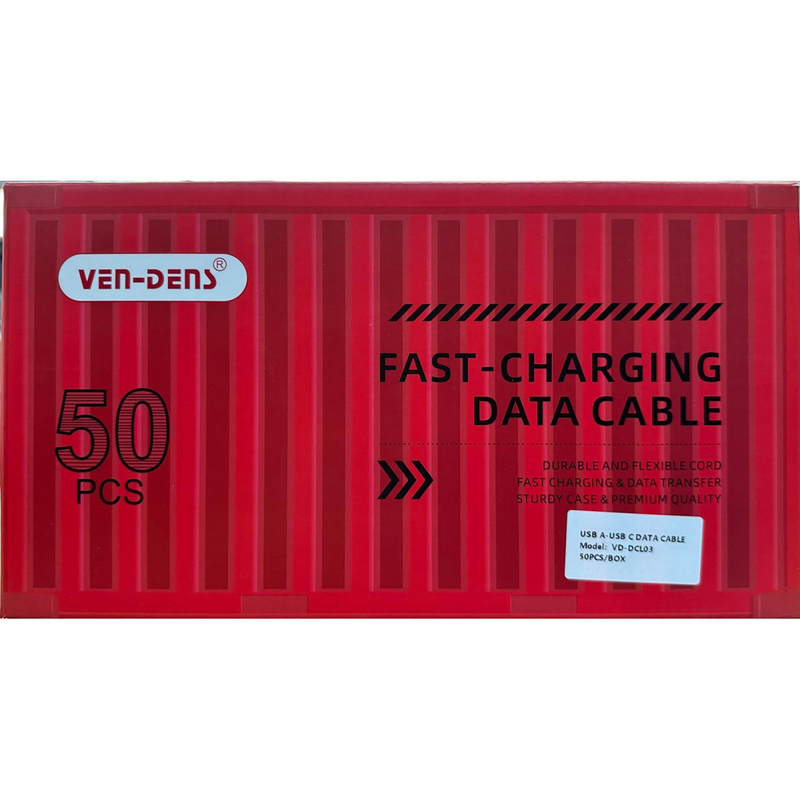 Ven-Dens Type C Cable To USB Charging Cable (Pack of 50)