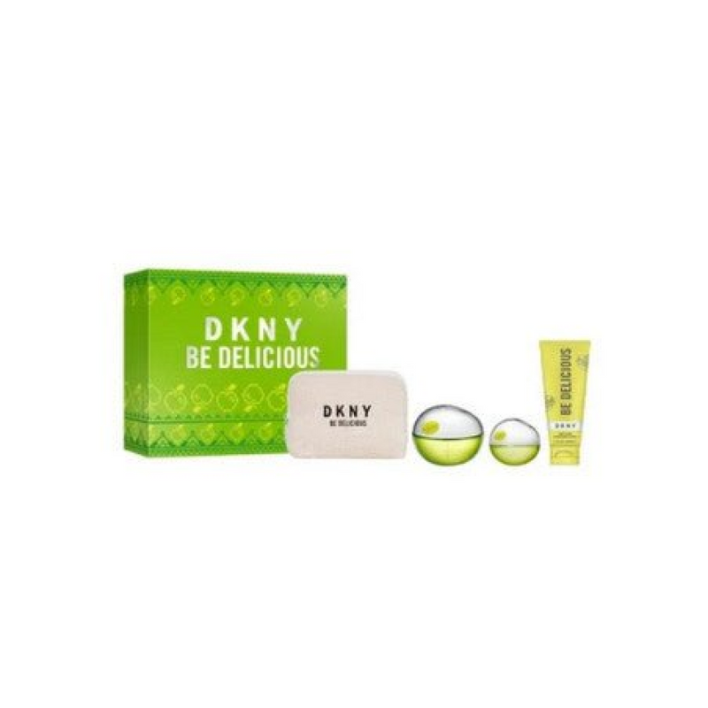 DKNY Be Delicious Gift Set (Eau De Parfum Spray 100ml  Eau De Parfum Spray 15ml  Body Lotion 100ml  Purse)