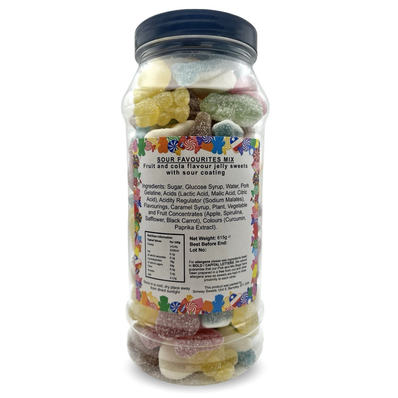 Sour Mix Retro Fizzy Gummy Sweets Gift Jar - 615g