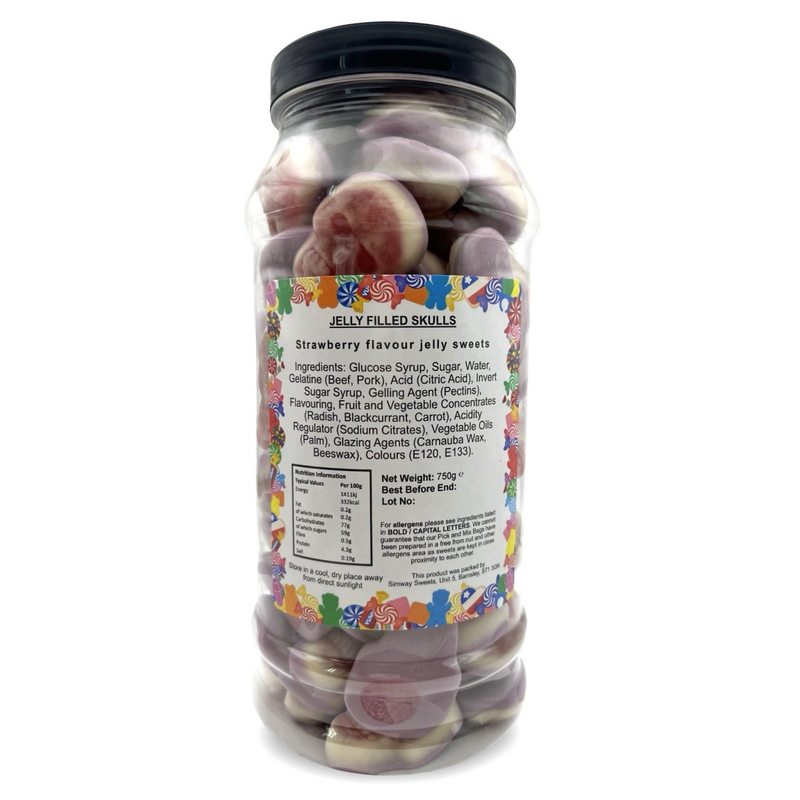 Jelly Skulls Jelly Filled Sweets Gummy Retro Sweets Gift Jar - 750g