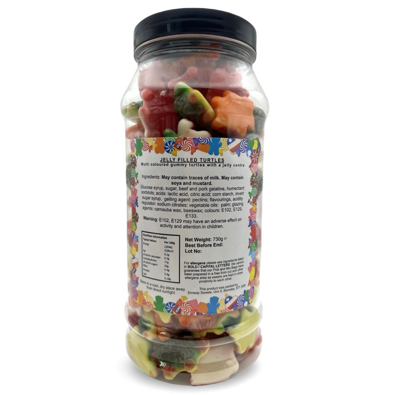 Jelly Filled Turtles Sweets Gummy Retro Sweets Gift Jar - 730g