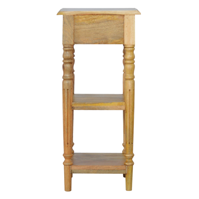 Artisan Furniture Solid Wood Turned Leg Telephone Table, 1 Drawer & 2 Open Slots, Beige