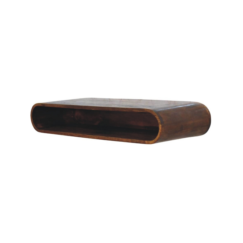 Artisan Furniture Solid Wood Arc Wall-Mounted Media Console, 1 Shelf, Brown
