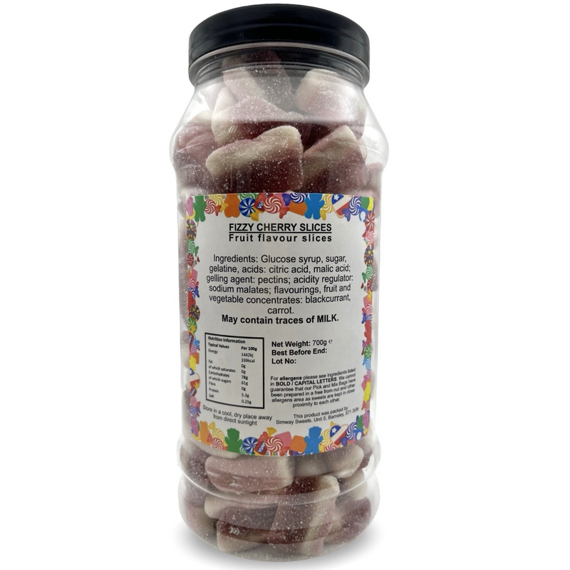 Cherry Slices Retro Fizzy Gummy Sweets Gift Jar - 700g