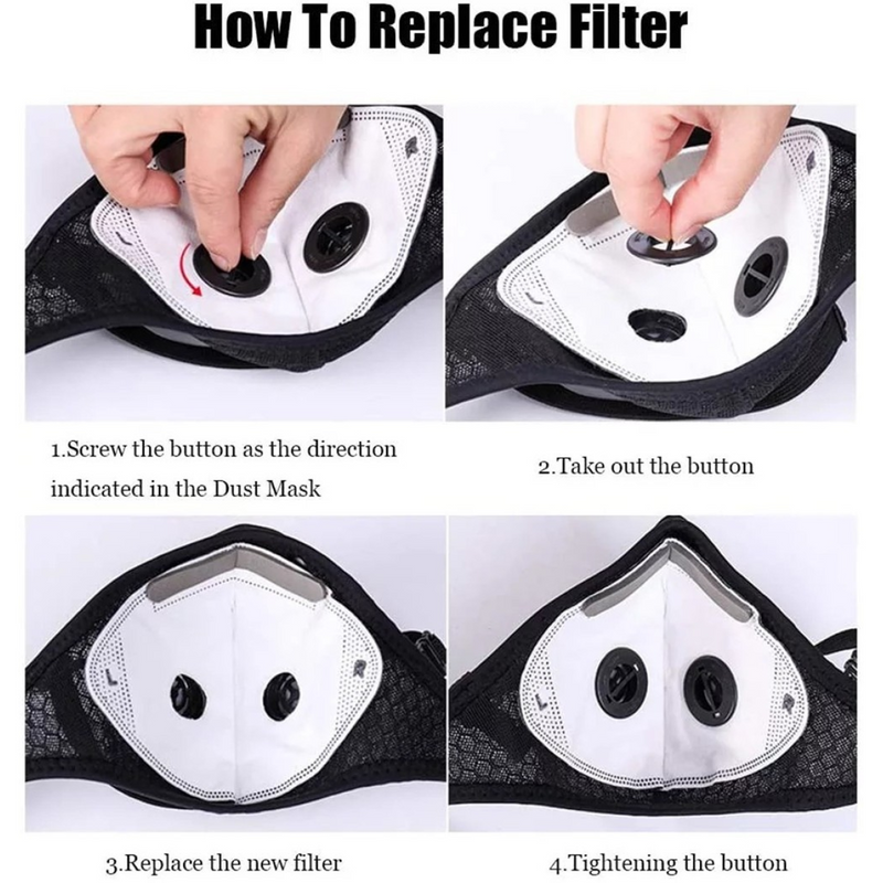 Reusable Half Face Cover Mask w/ Filter Cycling Outdoor Sport Face Mask Grey