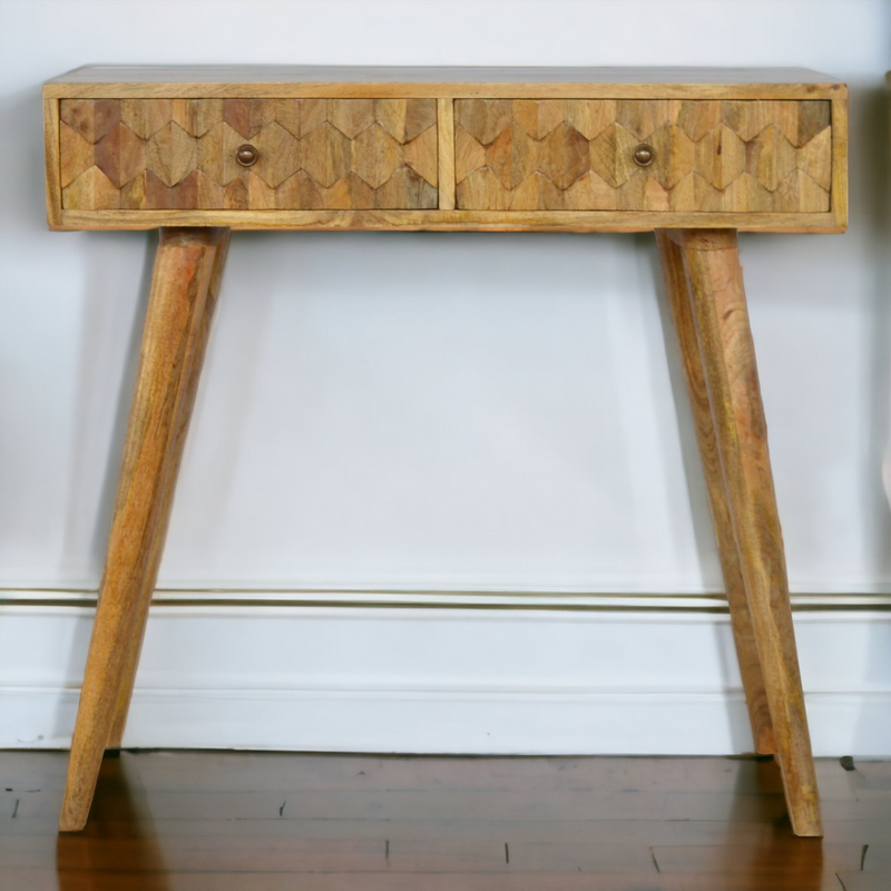 Artisan Furniture Solid Wood Pineapple Carved Console Table