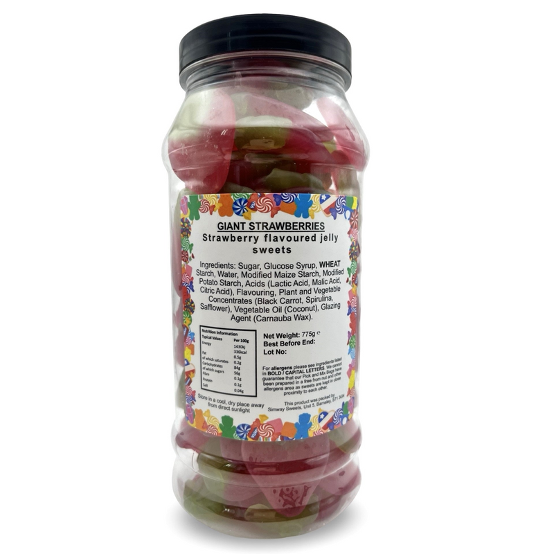 Giant Strawberries Retro Sweets Gift Jar - 775g
