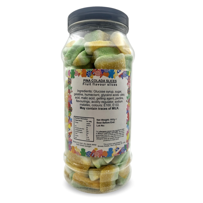 Pina Colada Slices Retro Fizzy Gummy Sweets Gift Jar - 660g