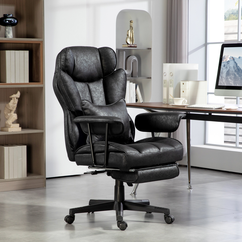 HOMCOM Office Chair, Ergonomic Desk Chair with Foot Rest, Black