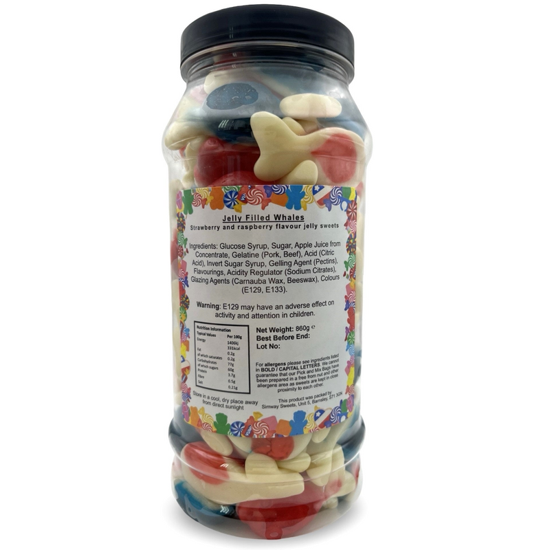 Jelly Whales Jelly Filled Sweets Gummy Retro Sweets Gift Jar - 860g