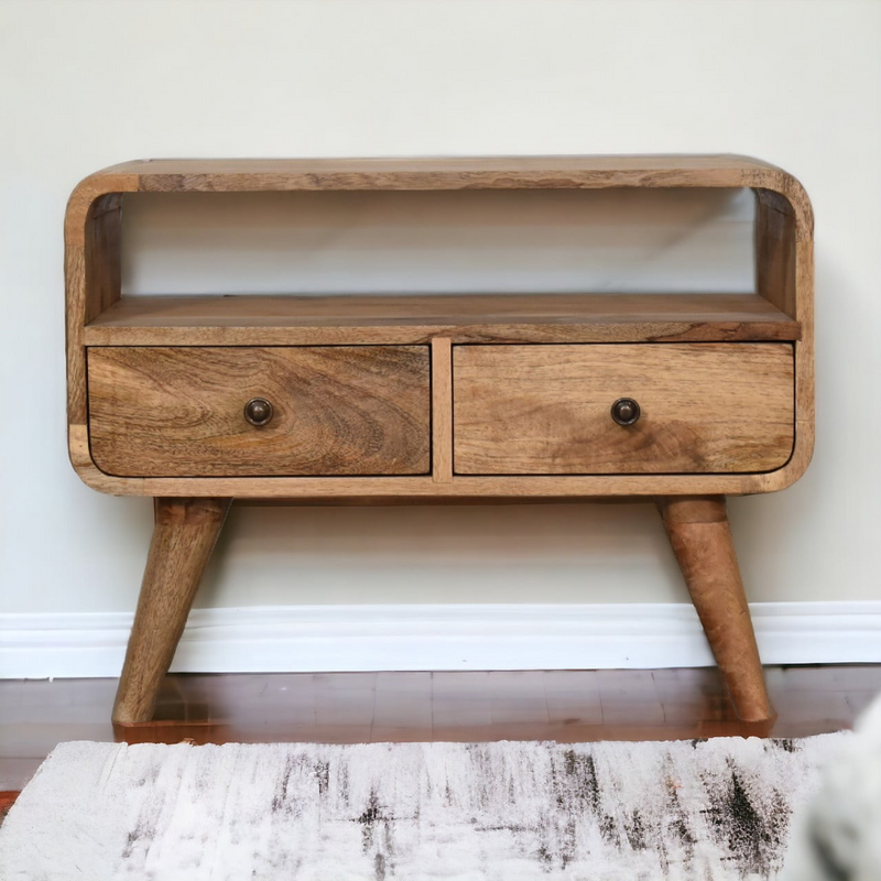 Artisan Furniture Solid Wood Mini Curved Oak-ish Media Unit