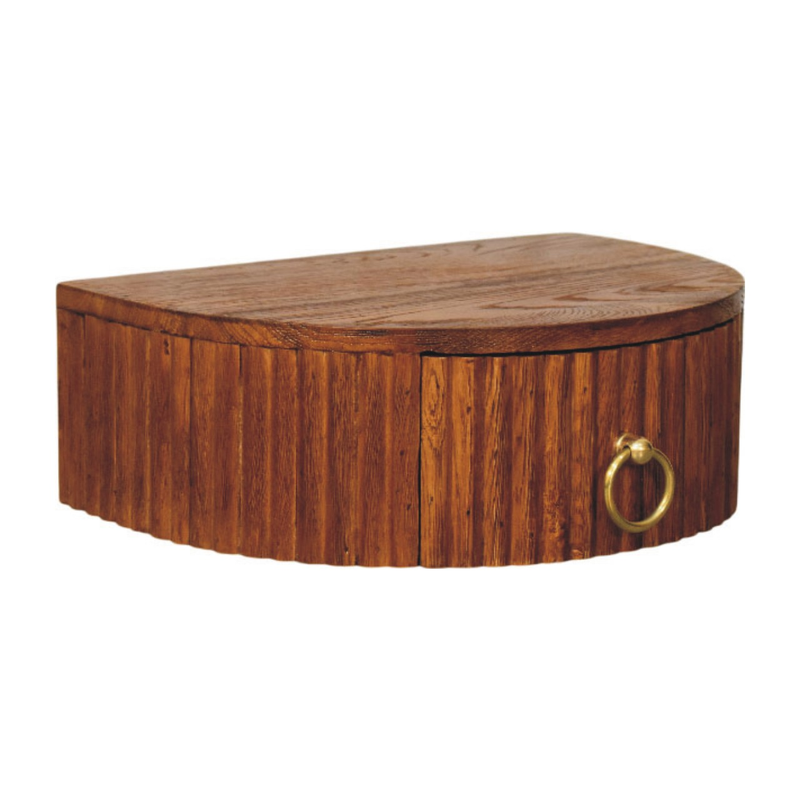 Artisan Furniture Solid Wood Ring Pull Wall Nightstand, 1 Drawer, Brown