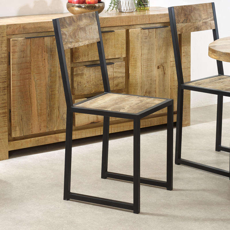 Cosmo Industrial Metal & Wood Dining Chair (Set of 2)