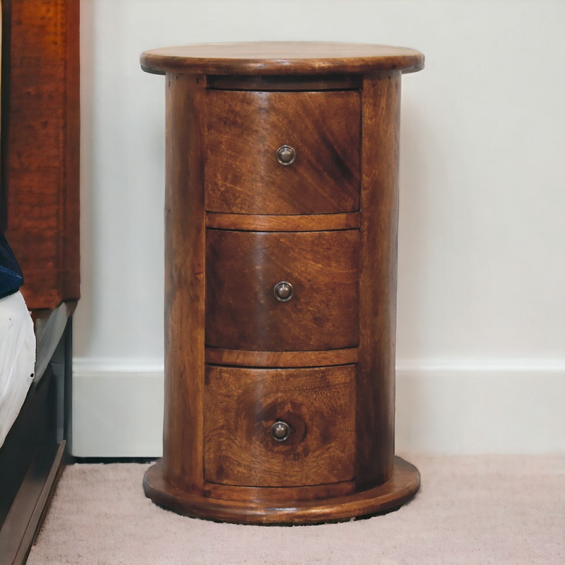 Artisan Furniture Solid Mango Wood Mini Chestnut Drum Chest