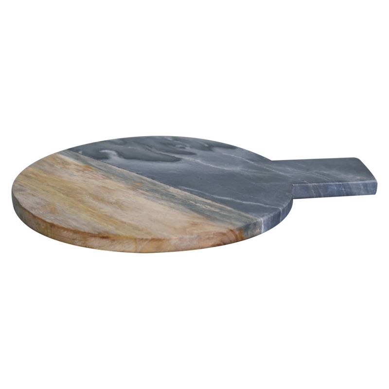 Artisan Furniture Kitchen Accessories - Black Marble, Terrazzo & Mango Wood Round Chopping Board