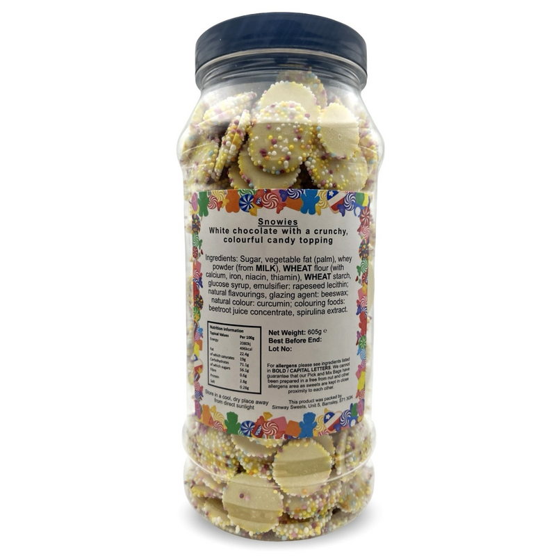 White Chocolate Jazzies Snowies Retro Sweets Gift Jar - 605g