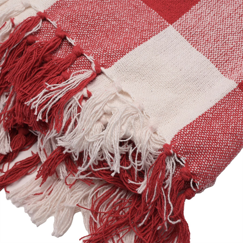 Red Chequered Cotton Throw