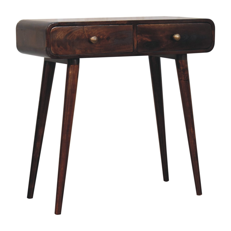Artisan Furniture Solid Wood California Walnut Curved Hallway Table, 2 Drawers, Brown